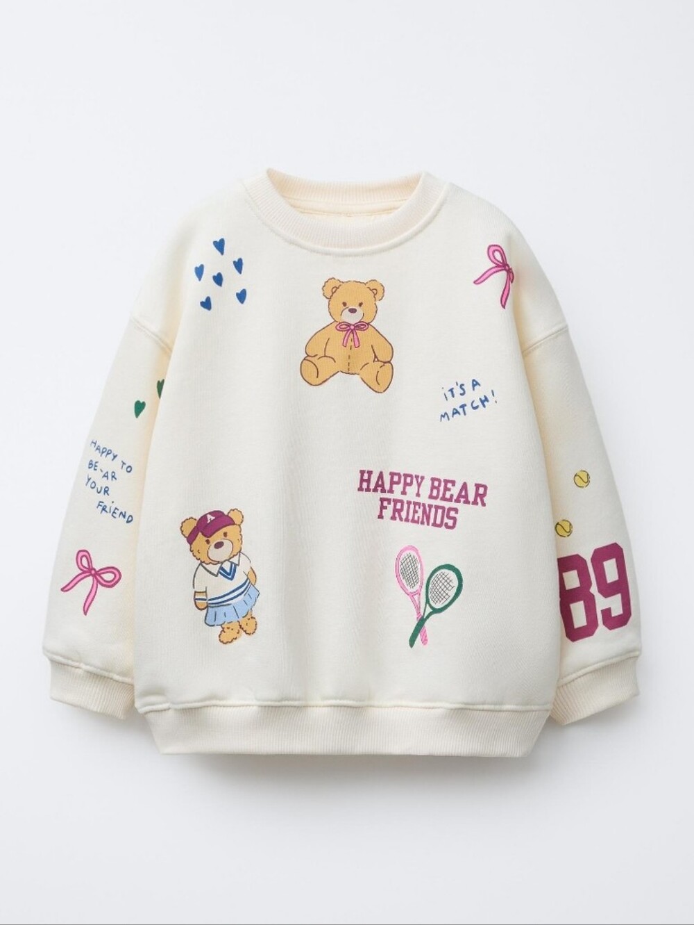 Zara Kids "Happy Bear Friends" Crew Swetshirt Size 6